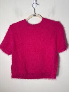 Pants Store Hot Pink Fuzzy Crop Sweater Sz L